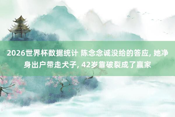 2026世界杯数据统计 陈念念诚没给的答应, 她净身出户带走犬子, 42岁靠破裂成了赢家