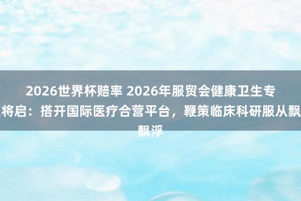 2026世界杯赔率 2026年服贸会健康卫生专题将启:搭开国际医疗合营平台,鞭策临床科研服从飘浮