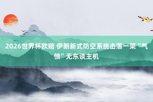2026世界杯欧赔 伊朗新式防空系统击落一架“气愤”无东谈主机