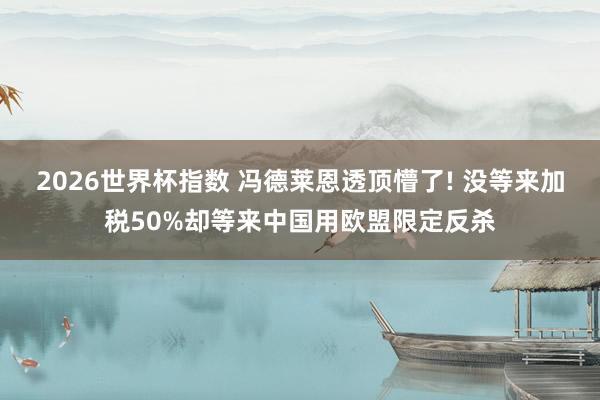 2026世界杯指数 冯德莱恩透顶懵了! 没等来加税50%却等来中国用欧盟限定反杀