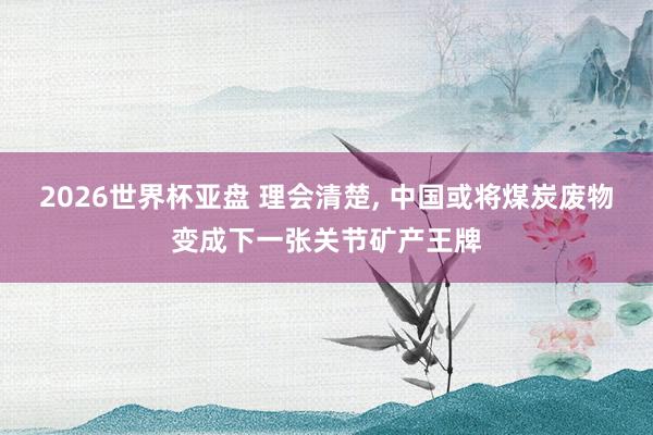 2026世界杯亚盘 理会清楚, 中国或将煤炭废物变成下一张关节矿产王牌