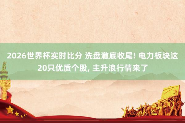 2026世界杯实时比分 洗盘澈底收尾! 电力板块这20只优质个股, 主升浪行情来了