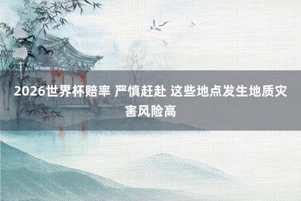 2026世界杯赔率 严慎赶赴 这些地点发生地质灾害风险高