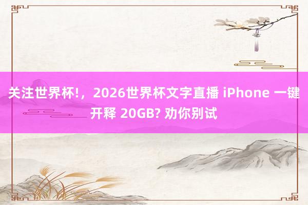 关注世界杯!,2026世界杯文字直播 iPhone 一键开释 20GB? 劝你别试