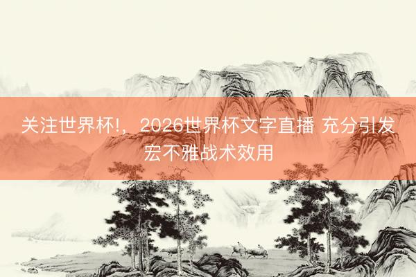 关注世界杯!,2026世界杯文字直播 充分引发宏不雅战术效用