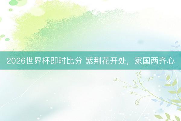 2026世界杯即时比分 紫荆花开处,家国两齐心