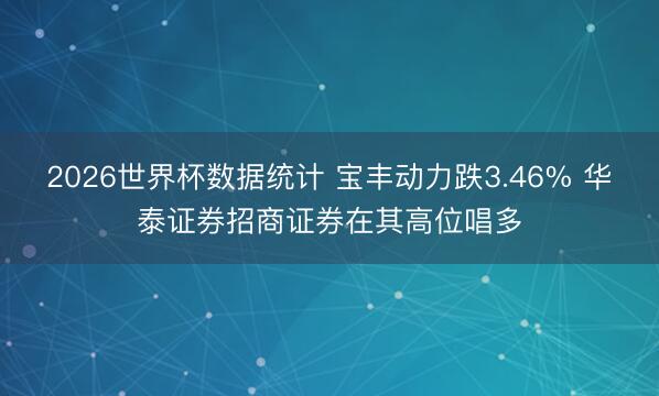 2026世界杯数据统计 宝丰动力跌3.46% 华泰证券招商证券在其高位唱多