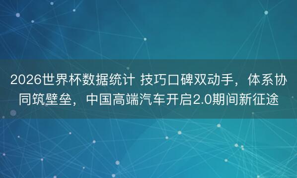 2026世界杯数据统计 技巧口碑双动手，体系协同筑壁垒，中国高端汽车开启2.0期间新征途
